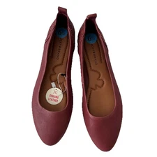 LUCKY BRAND Women CAYNA Maroon LEATHER Studded SLIP-ON Comfort  FLATS 6.5 M