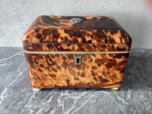 Antique faux Tortoiseshell Tea caddy 19th C. box