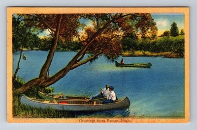Remus MI-Michigan Scenic Greetings Boating Vintage c1951 Postcard