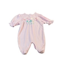 Alexis USA VTG Light Pink Cottage Embroidered Sleeper One Piece Baby S 7-12LBS