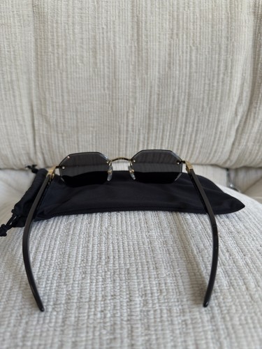 Gafas de sol Cartier CT0439S-001 cuerno de búfalo negro dorado nuevas y con factura - Imagen 12 de 14