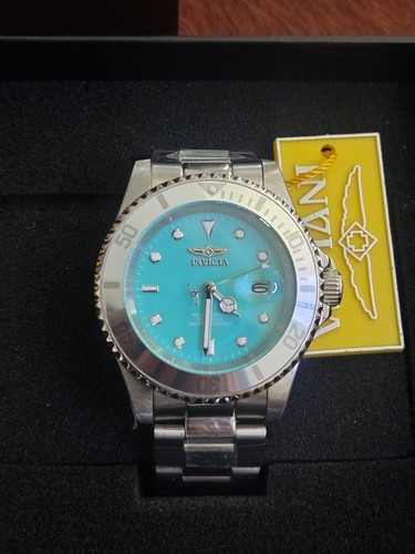 Invicta 50957 Pro Diver Aurenova Tiffany Blue Dial Steel Bezel 40mm Quartz NIB