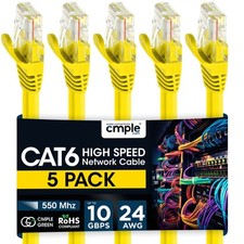 5 Pack Cat6 Patch Cable Ultra-Fast Internet LAN Cord for Home  Office Yellow