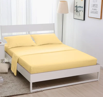 ALPHA HOME 4-Piece Bed Sheet Set 1 Fitted Sheet 1 Flat Sheet 2 Pillowcases Queen Size