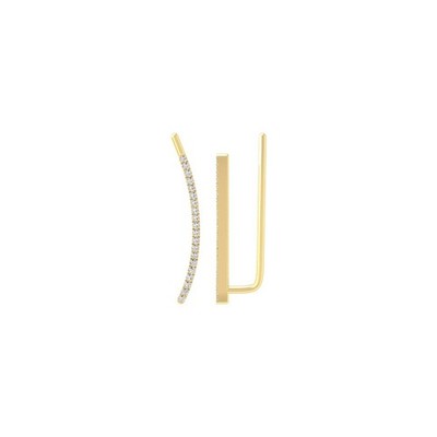 Runde im Labor gezüchtete Diamant Kletter Ohrringe 10k Gelbgold Geschenk für Frauen