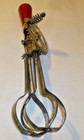 Antique A & J Red Handle Egg Beater Hand Mixer Farmhouse Working Spiral handle — photo 1