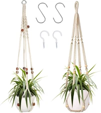 Augshy Macrame Plant Hanger, 2 Packs Plant Hangers, Hanging Planter for Indoor 