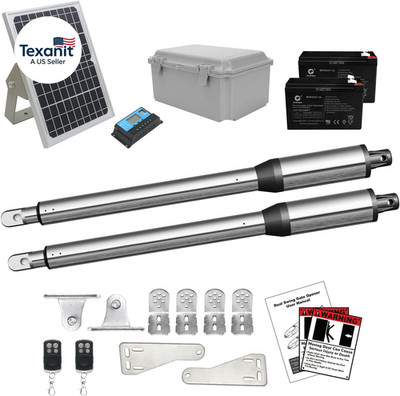 C01 Solar Gate Opener with Batteries & Solar Panel for Dual Swing Gates up to 44