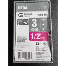 1/2" Commercial Electric Metallic Weatherproof Box 1 Gang 3 Holes Gray Wet Rated
