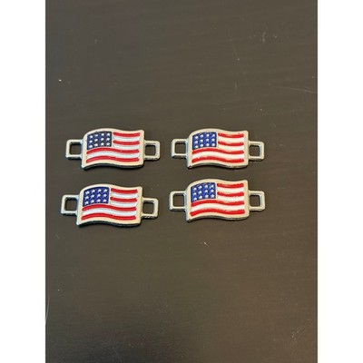2 Pair (qty 4) Red Wing Shoe Co American Flag Shoe Boot Lace Keepers Charm USA