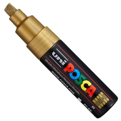 Uni Posca PC-8K Marker Stift Gold breite Keilspitze 8 mm Linie - 4 kaufen 3 bezahlen
