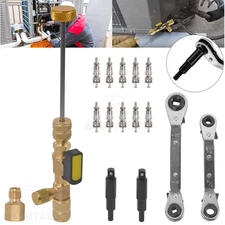 HVAC Wrench Tool AC Schrader Valve Core Remover Set 1/4 and 5/16 Port Installer