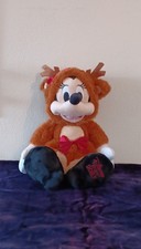 Disney Store Minnie Mouse 2025 Reindeer Plush Toy Brown Red Bow Holiday Edition