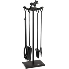 Deer Design Fireplace Toolset Wrought Iron Shovel Brush Tongs 28 Inch Black