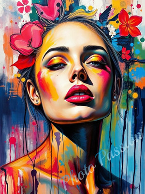 A4 Foto Portrait Frau Street Art Modern Poster Kunstdruck (4052)