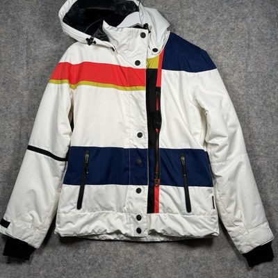 Womens Obermeyer Insulated Waterproof Hooded Josie Jacket Size 8 Blue White Red