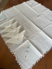 TOVAGLIETTA VINTAGE DA TEA IN PURO LINO RICAMATA A MANO C/4TOVAGLIOLI          