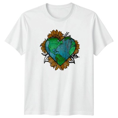Love Our Planet Earth Day Womens T-Shirt Sunflower Earth Day Gift For Her