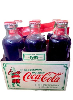 Vintage Original Coca-Cola Holiday 6-Bottle Cardboard Carrier Caddy Santa 2007