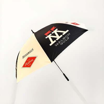 NWT Unique Malbon & Bushmills Whiskey Golf Umbrella Flag Seekers Automatic Open