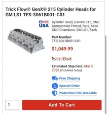 Trick Flow Specialties Aluminum Cylinder Head CNC GM LS1 64cc A/P 220cc Bare