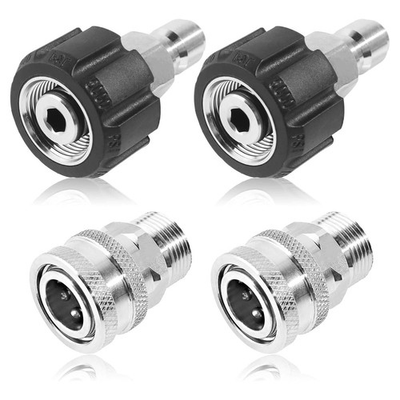 #ad 4 Sets Pressure Washer Adapter Set M22 14mm to 3 8 Inch Stainless Steel Quick $29.21
