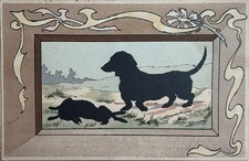 silhouette Dachshund Dackel Teckel Rabbit Old Dog Art pc 1907