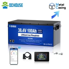 36V 100Ah Golf Cart Battery Lithium Lifepo4 Sturdy Metal Case Monitor Bluetooth