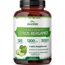Zazzee Extra Strength Citrus Bergamot 200:1 Extract 1200 mg, 80% Polyphenols