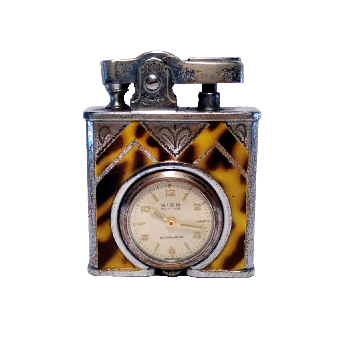 Rare Vintage LORD Lighter with GISA Time Lite Swiss Watch – 1950s