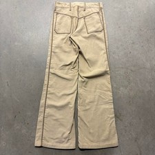 Vintage 70s Corduroy Bootcut Flared Pants 28x32 Cream Tan Grunge Hippie USA
