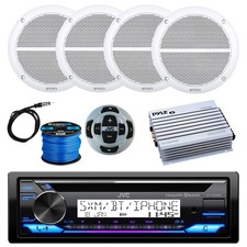 JVC Marine CD Bluetooth Receiver, Remote, 4x 6.5" Speakers w/Wire, Amp, Antenna