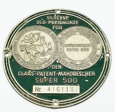 Claas Super 500 Plakette Preismünze Mähdrescher 1955 Landwirtschaft Sammler alt