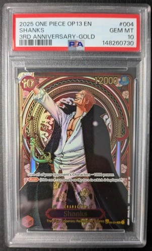 SHANKS - 3RD ANNIVERSARY - GOLD - SP - PSA 10 - OP09-004 - 2025 - ENGLISH