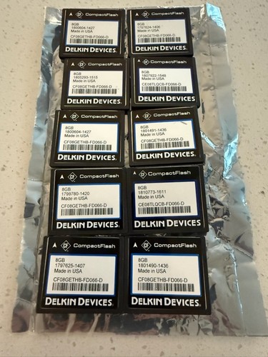 Lot of 10 Delkin 8GB Industrial Grade Compact Flash PN-CF08GETHB-FD0066-D-Tested