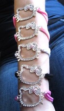 NEW RHINESTONE LARGE HELLO KITTY CHARM WITH NYLON BRACELET-O/S YOU CHOOSE COLOR