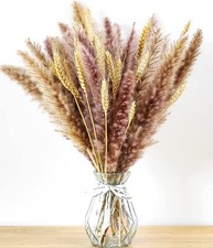 NEW 40-Pc Pampas Grass Dried Wheat Bouquet 17" Boho Flowers Bohemian Vase Decor