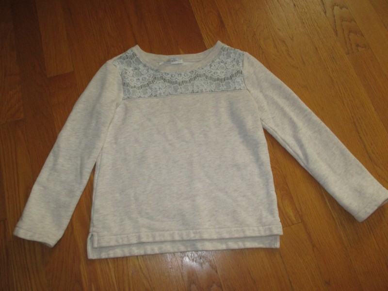 Girls Crewcuts Heather Beige Lace Detail Sweatshirt Size 4/5