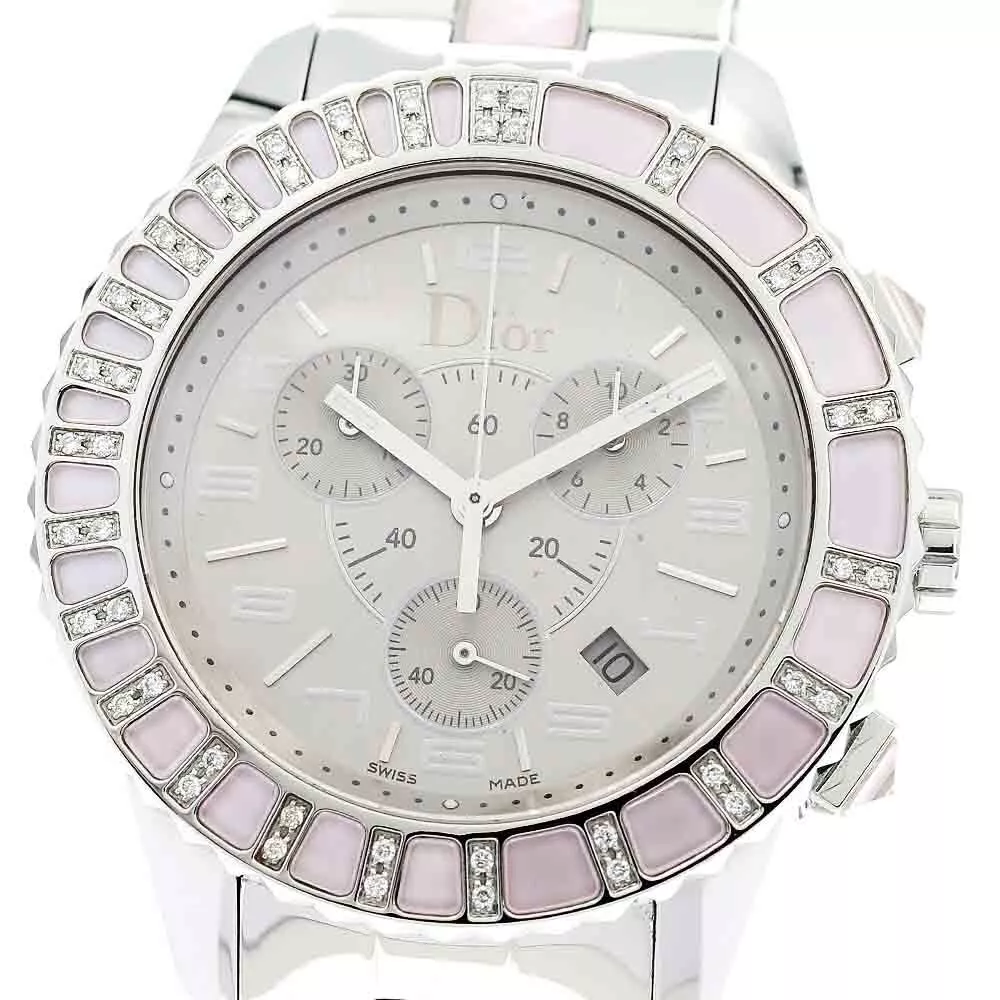 Montre pour garçon Dior cristal CD114315 chronographe date cadran argenté quartz_877166