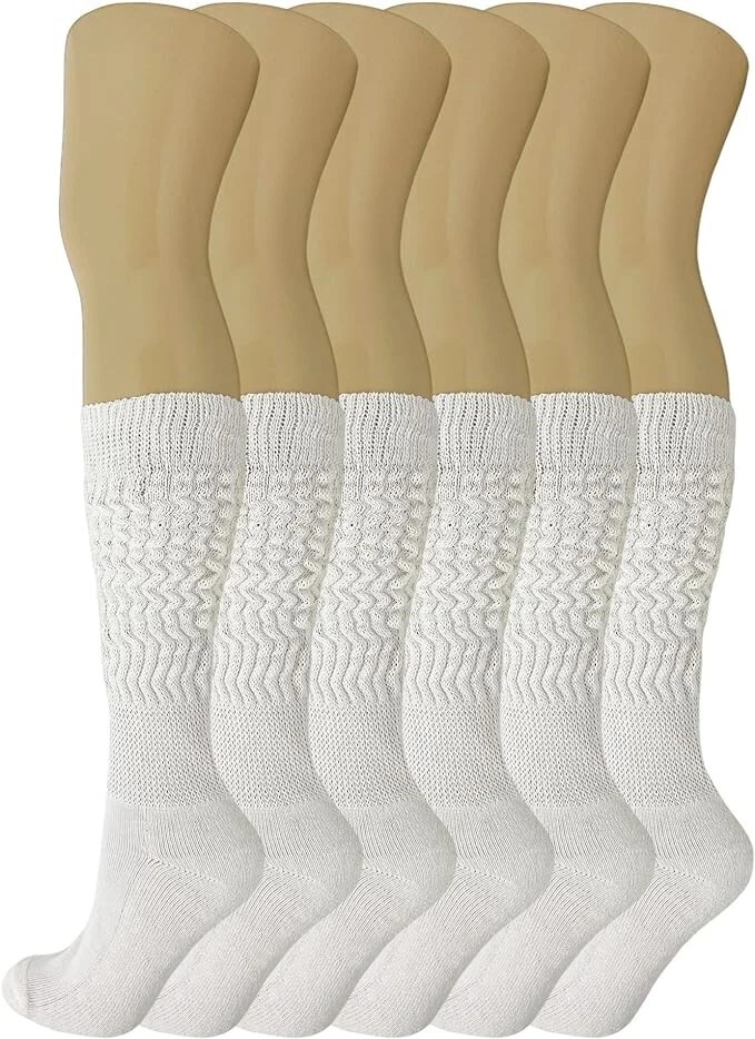 Ivory Slouch Socks 6 Pairs Shoe Size 5-10