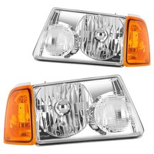 For 2001-2011 Ford Ranger 3.0L Pair Chrome Headlights Assembly LH+RH AM94811292