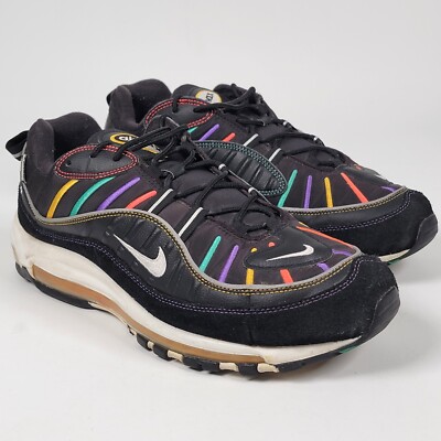 Nike Air Max 98 Mens Size 12 US / 46 Black Multicolor Leather Running Sneakers
