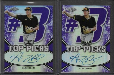 2018 Leaf Metal Draft ALEC BOHM Top Picks Purple Prismatic Auto RC