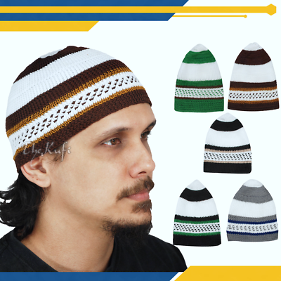 Cappello Kufi A Trama Aperta In Nylon – Blu Scuro – Elasticizzato, Uomo