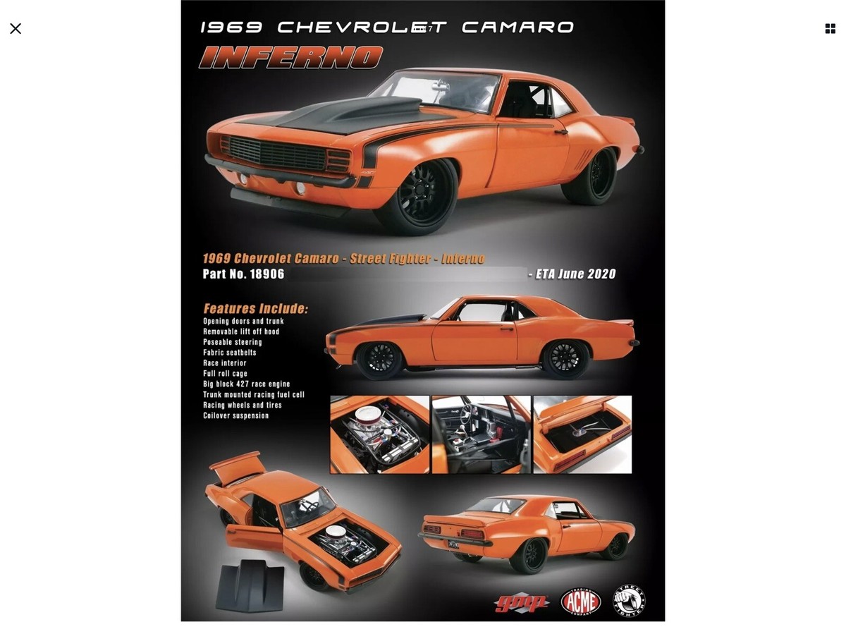1/18 GMP 1969 CHEVROLET CAMARO INFERNO 18906 1/570 MADE WITH ACME