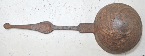 Antique Iron Kitchenware Frying Spoon Original Old Hand Crafted Engraved - Picture 8 of 8