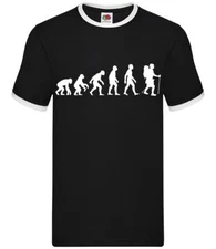 Evolution of Man Hiker - Mens Ringer - Hiking Walking Climbing Hike