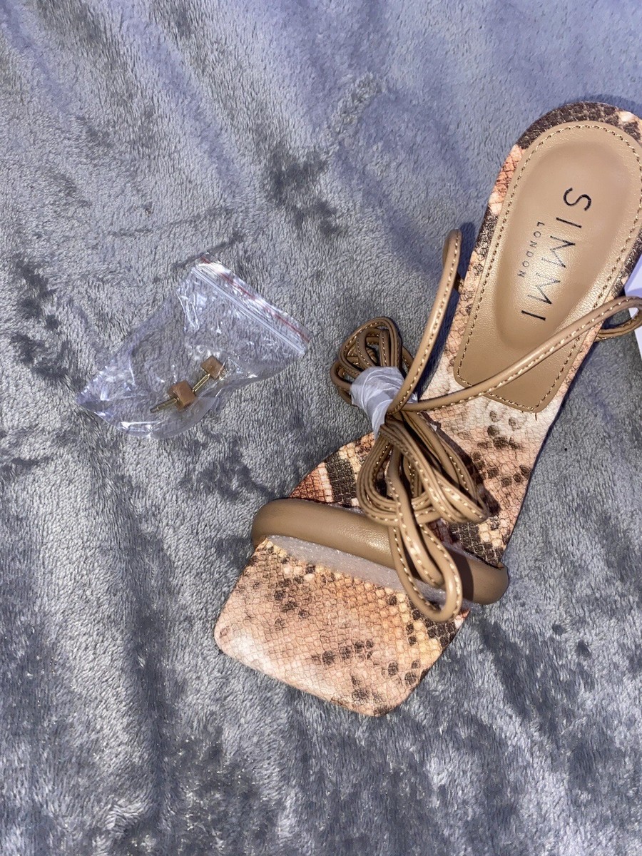 ASOS Simmi London Size Tie Ankle Snake Print High Heels UK