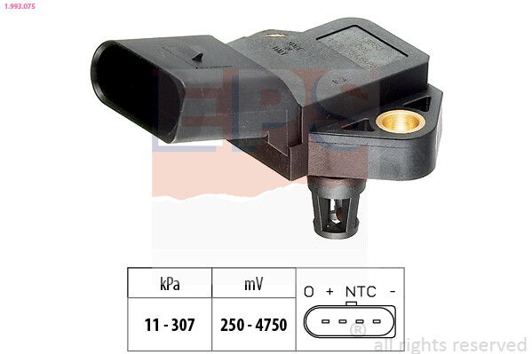 EPS 1.993.075 Sensor, Exhaust Pressure For Audi Bentley Cupra Dodge Ford Jeep MI-image