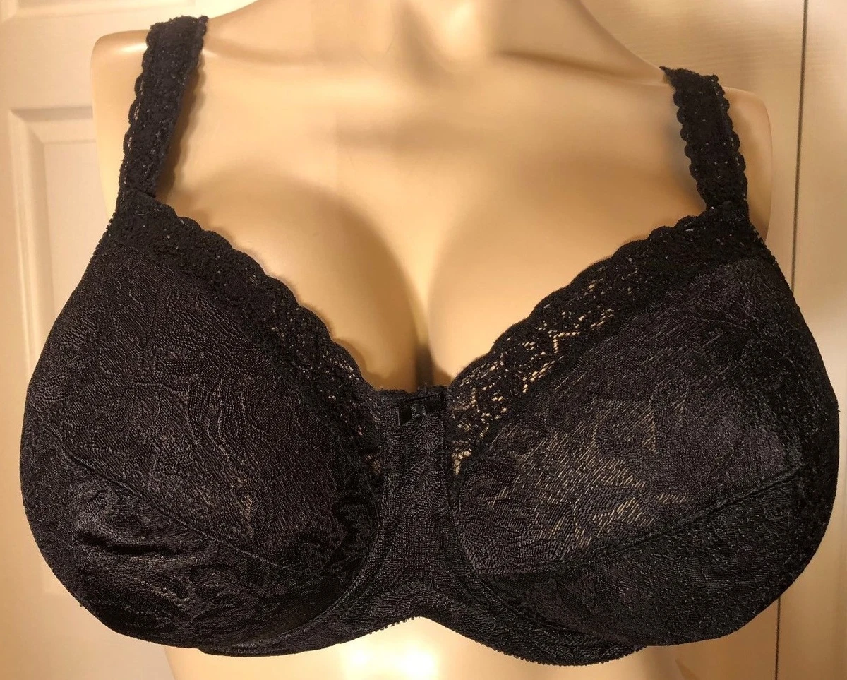 WONDERBRA 36DD Black Unlined Sheer 36 DD Underwire Lace Trimmed Bra